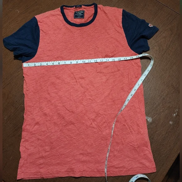 Abercrombie & Fitch Coral and Navy Tee Shirt - Picture 3 of 5